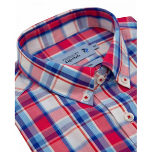 Double Two Check S/S Shirt - DTLS1038 - Red 2