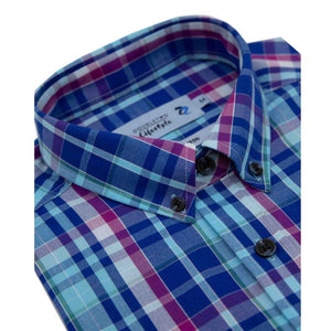 Double Two Check S/S Shirt - DTLS1040 - Magenta 2