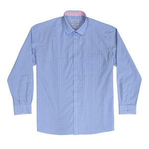 Double Two Prince of Wales Check L/S Shirt - GS4153 - Blue 2