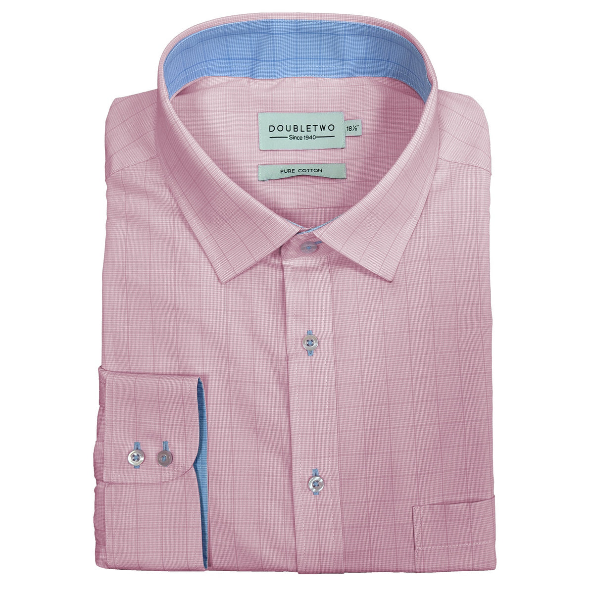 Double Two Prince of Wales Check L/S Shirt - GS4153 - Pink 1