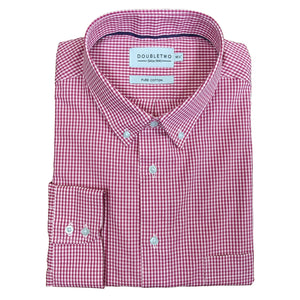 Double Two Gingham Check L/S Shirt - GS4154 - Wine 1