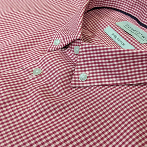 Double Two Gingham Check L/S Shirt - GS4154 - Wine 4