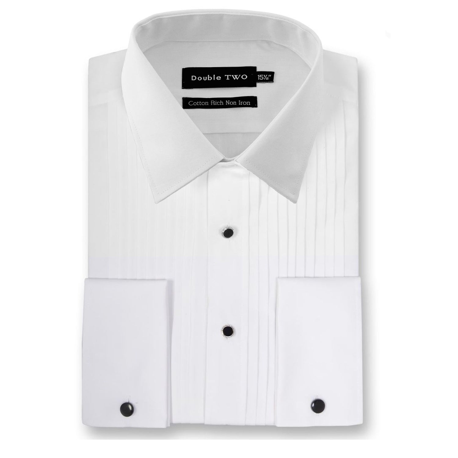 Double Two Stich Pleat Dress Shirt - SLX5002 - White 1