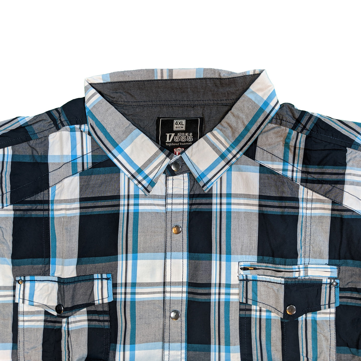 D555 S/S Shirt - KS1047 - Dante - White / Navy / Turq 3