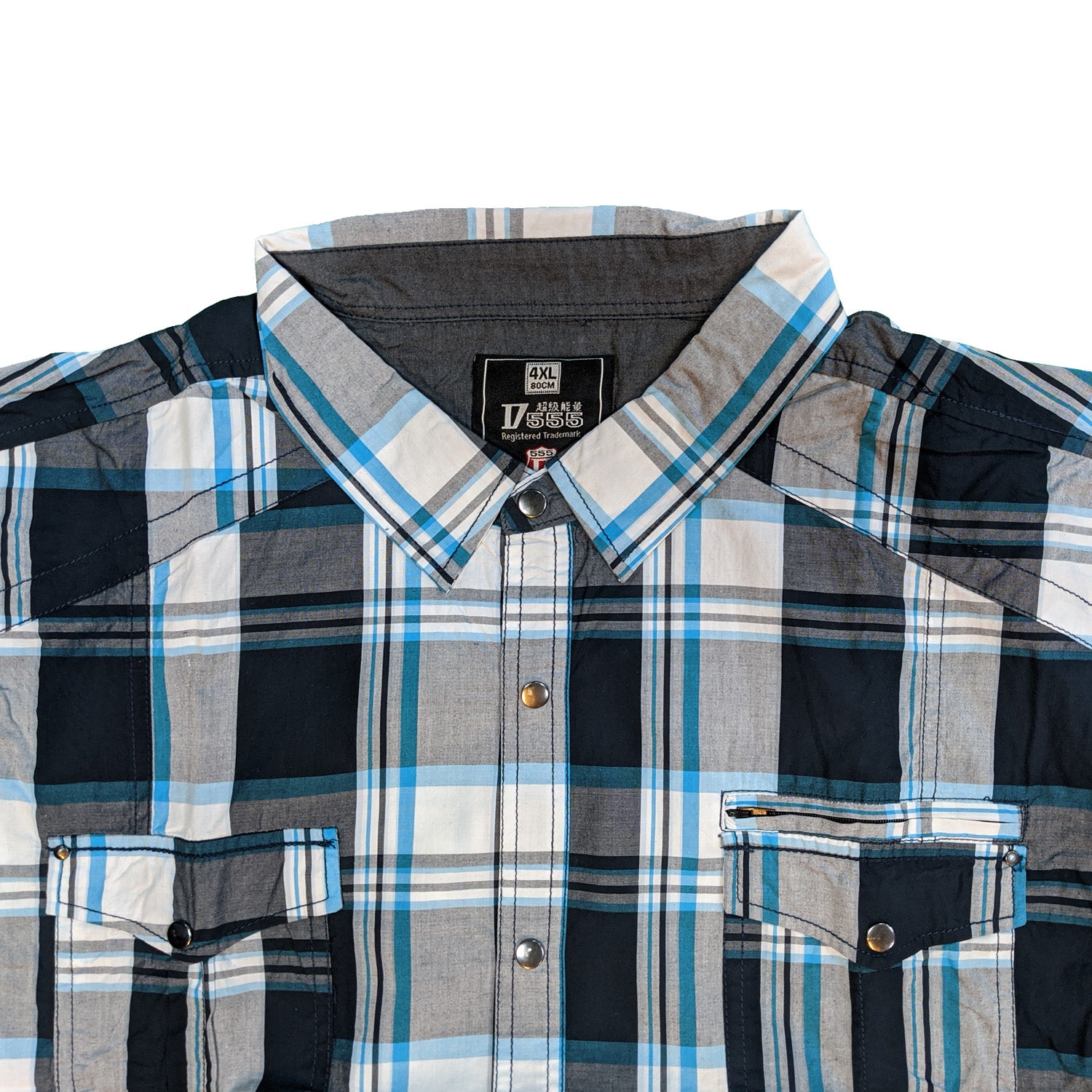 D555 S/S Shirt - KS1047 - Dante - White / Navy / Turq 3