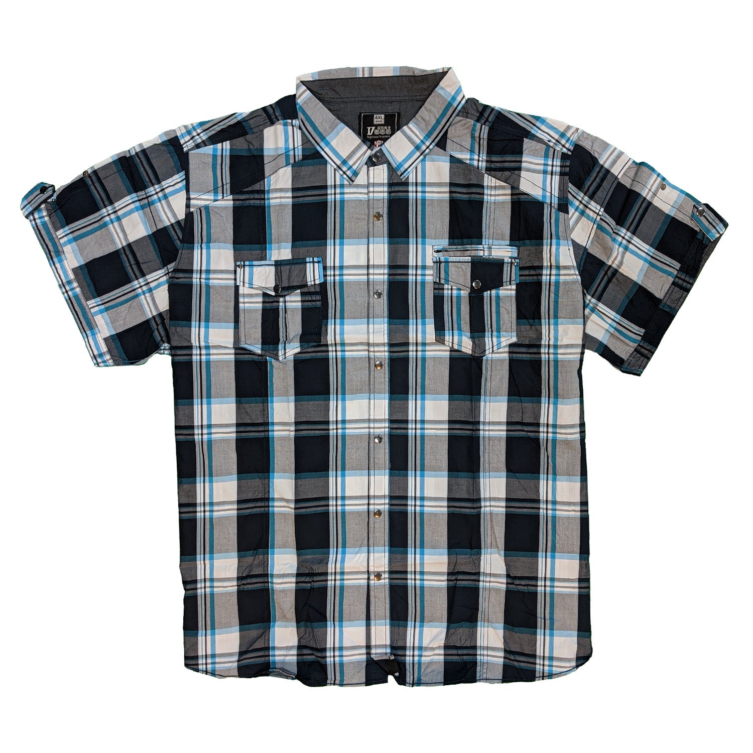 D555 S/S Shirt - KS1047 - Dante - White / Navy / Turq 2