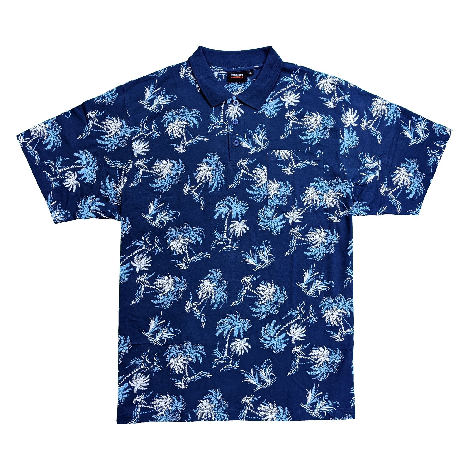 Espionage Palm Print Polo - P182 - Blue 1