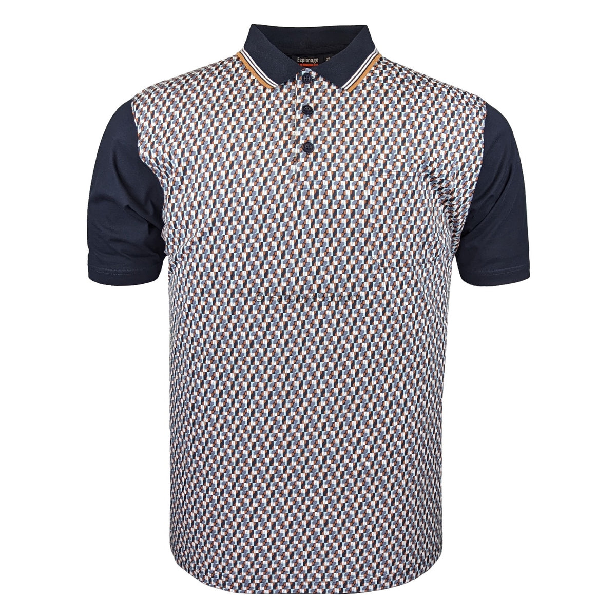 Espionage Tipped Pique Polo - P205 - Navy 1