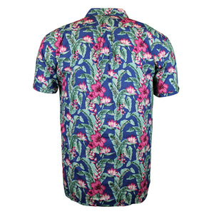 Espionage Hibiscus Print S/S Shirt - SH389 - Blue / Green 3