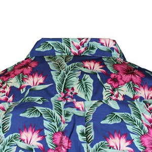 Espionage Hibiscus Print S/S Shirt - SH389 - Blue / Green 4