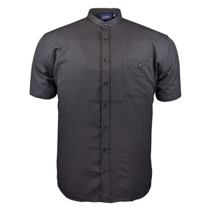 Espionage S/S Grandad Collar Oxford Shirt - SH416 - Black 1