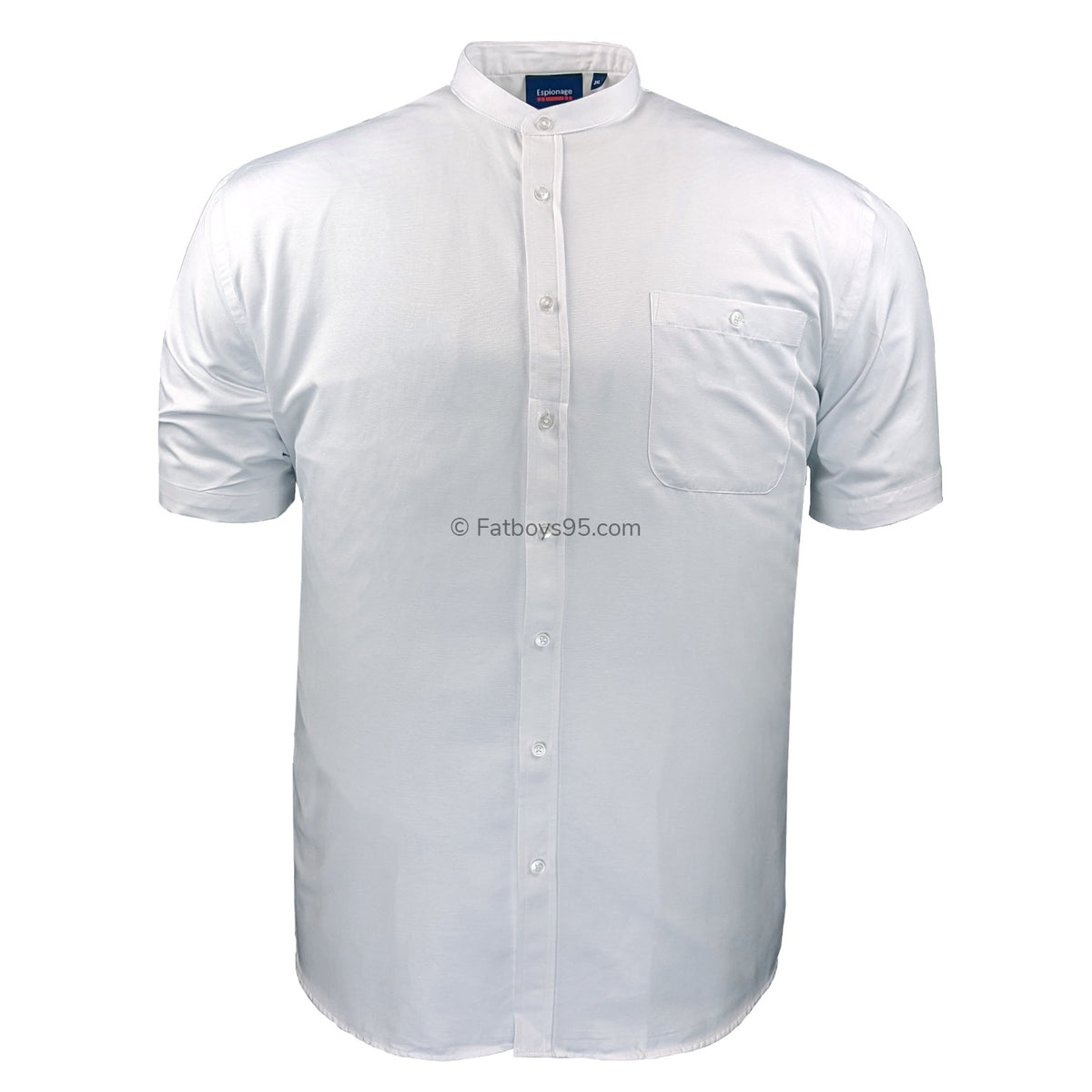 Espionage S/S Grandad Collar Oxford Shirt - SH416 - White 1