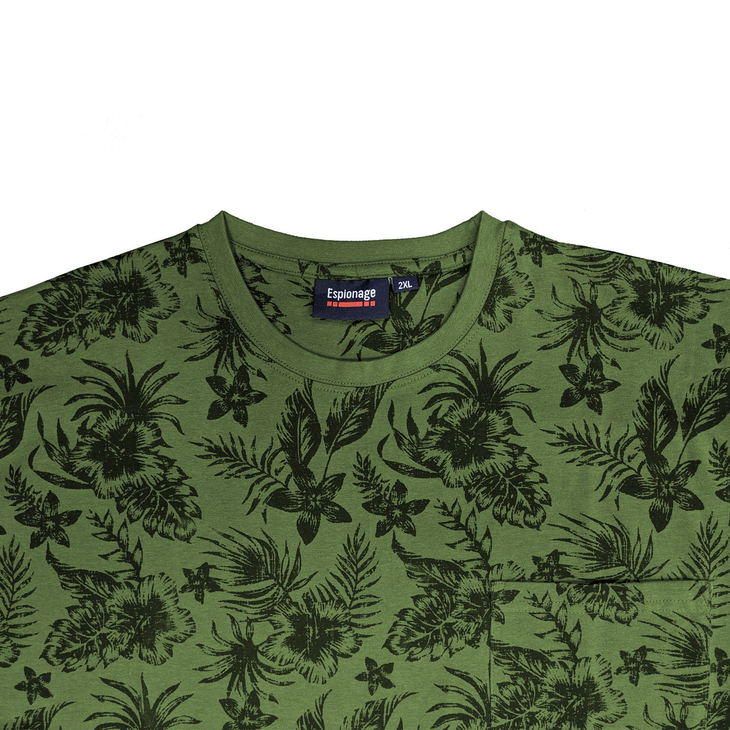 Espionage Hibiscus Print Tee - T334 - Green 2