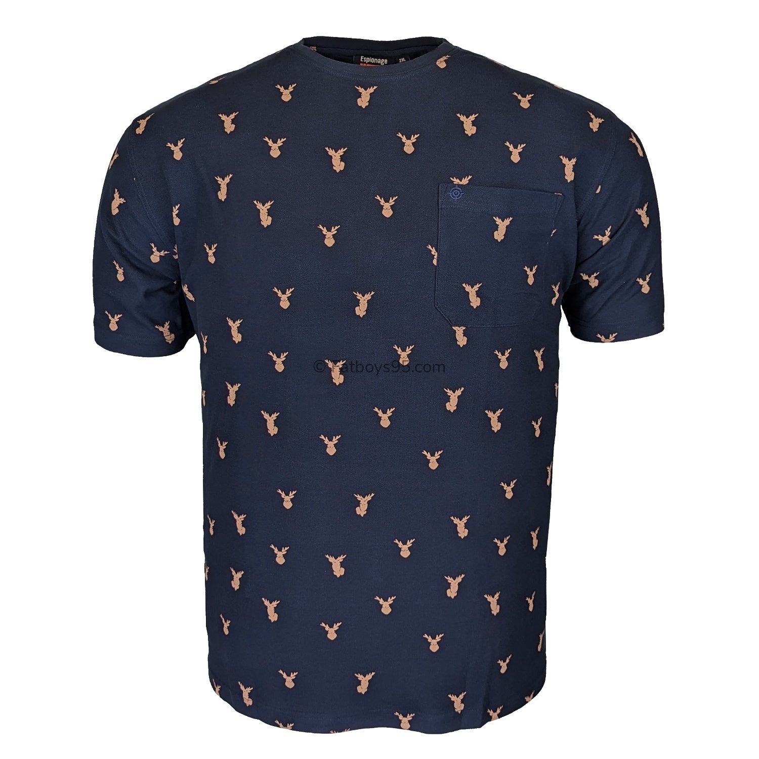 Espionage Stag Print Tee - T389 - Navy 1