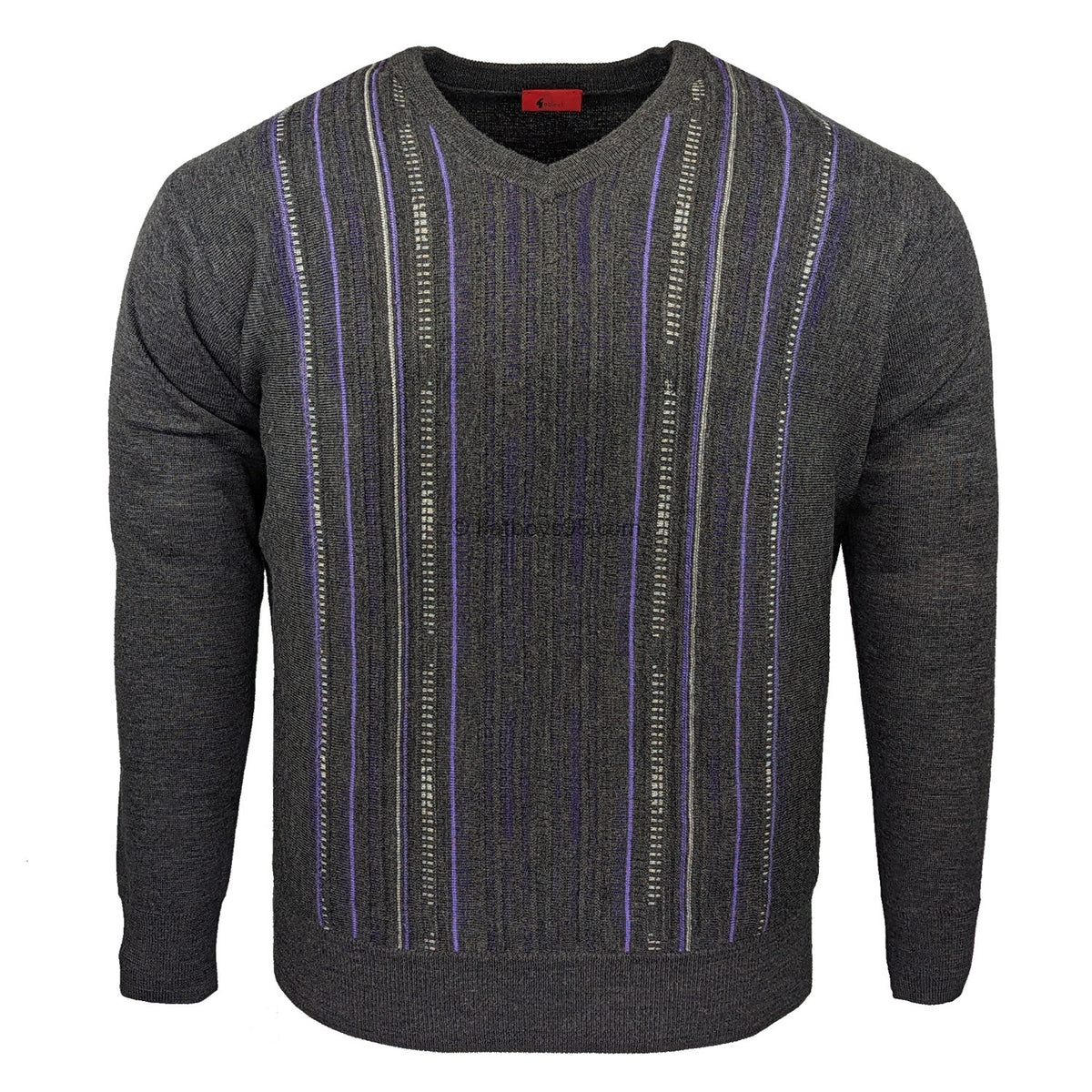 Gabicci V Neck Sweater - 25M08 - Dark Grey Marl 1