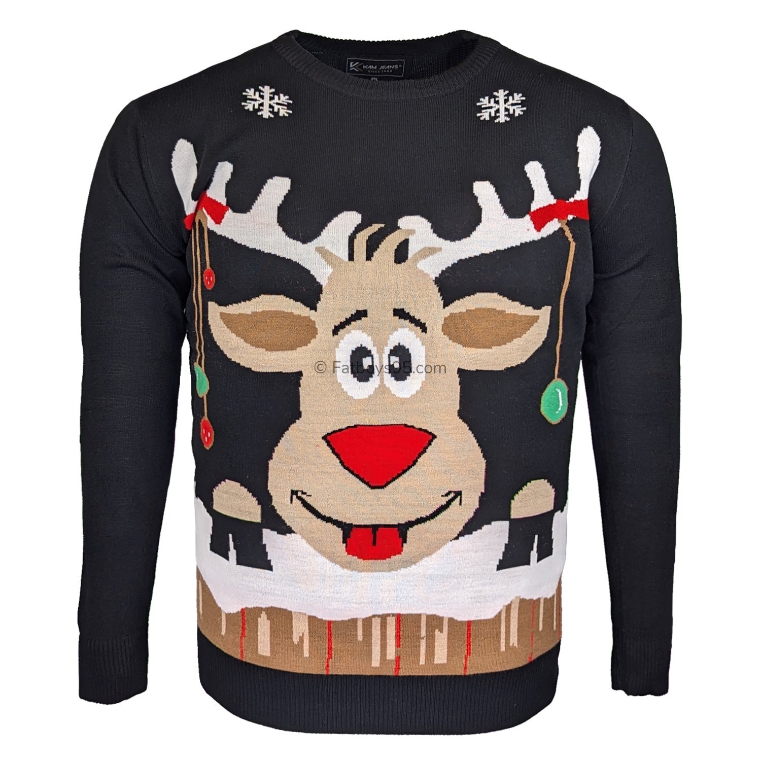 Kam Rudolph Xmas Jumper - KBS X023 - Black