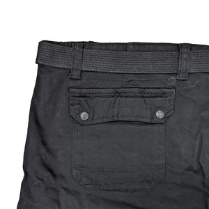 Kam Belted Cargo Stretch Shorts - KBS 343 - Black 4