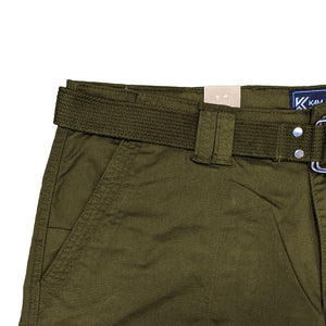Kam Belted Cargo Stretch Shorts - KBS 343 - Khaki / Brown 3