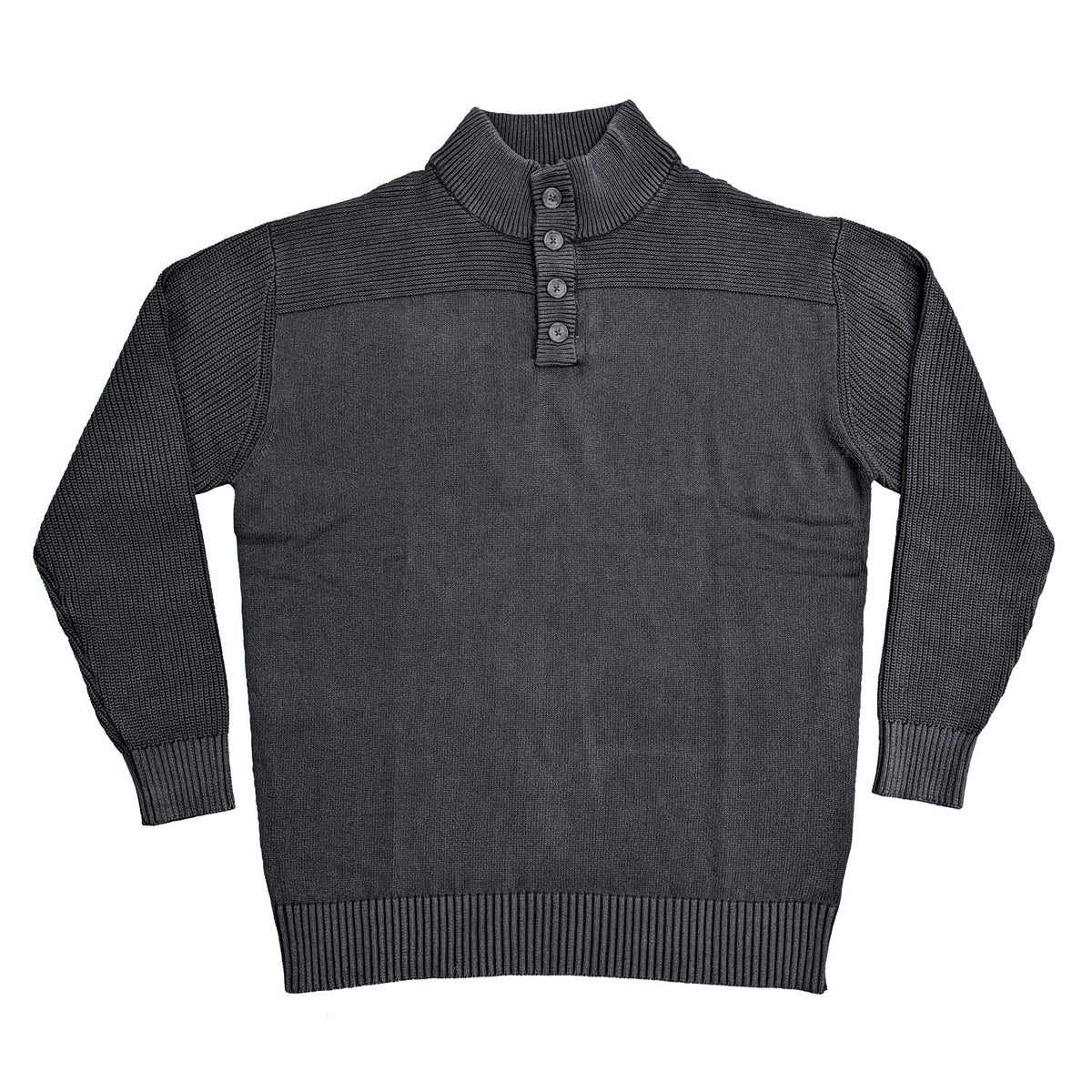 Kam Quarter Button Jumper - KBS 78 - Black 1