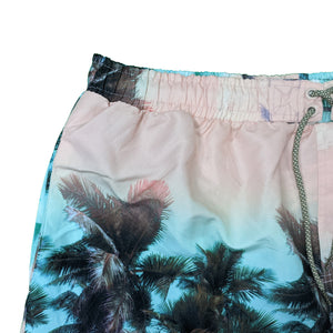 Kam Palm Print Cargo Swim Shorts - KBS 3000 - Pink 2