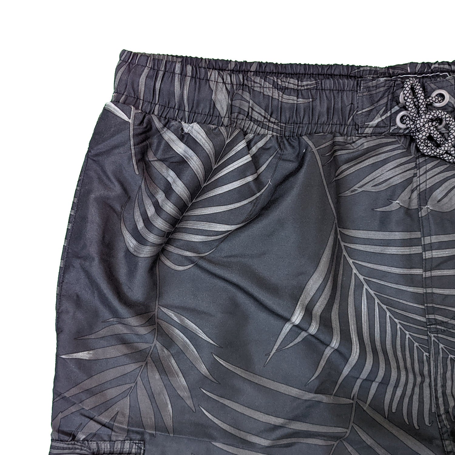 Kam Leaf Print Cargo Swim Shorts - KBS 3002 - Black 2