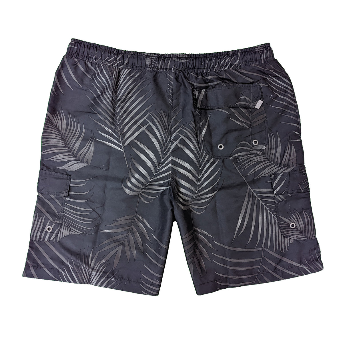 Kam Leaf Print Cargo Swim Shorts - KBS 3002 - Black 3