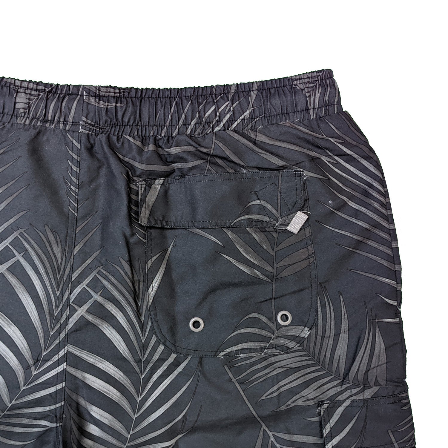 Kam Leaf Print Cargo Swim Shorts - KBS 3002 - Black 4