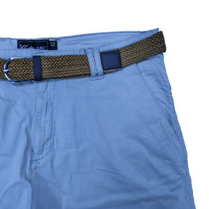Kam Belted Oxford Stretch Chino Shorts - KBS 3401 - Powder Blue 2