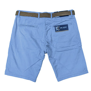 Kam Belted Oxford Stretch Chino Shorts - KBS 3401 - Powder Blue 3