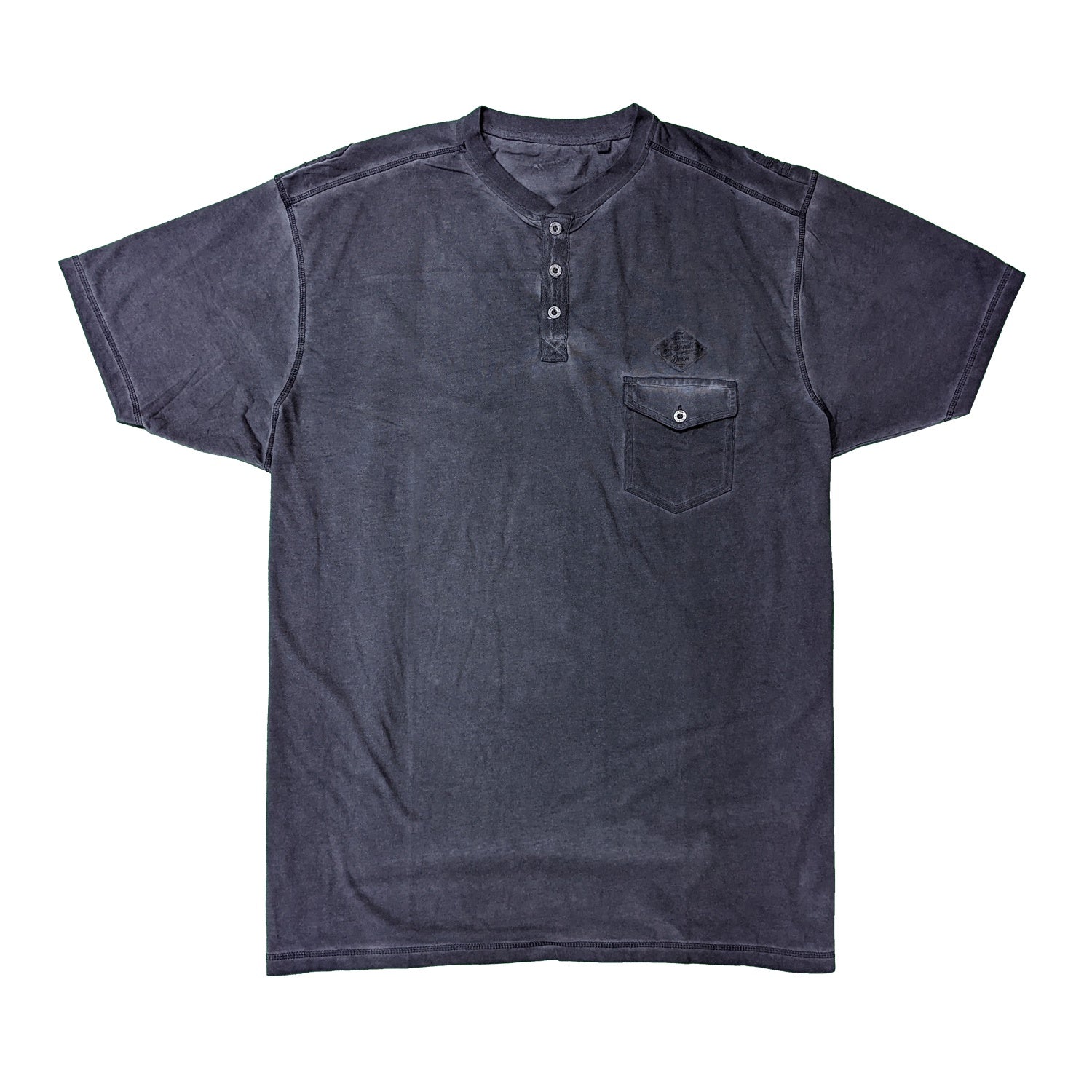 Kam Acid Wash Grandad T-Shirt - KBS 5379 - Charcoal 1