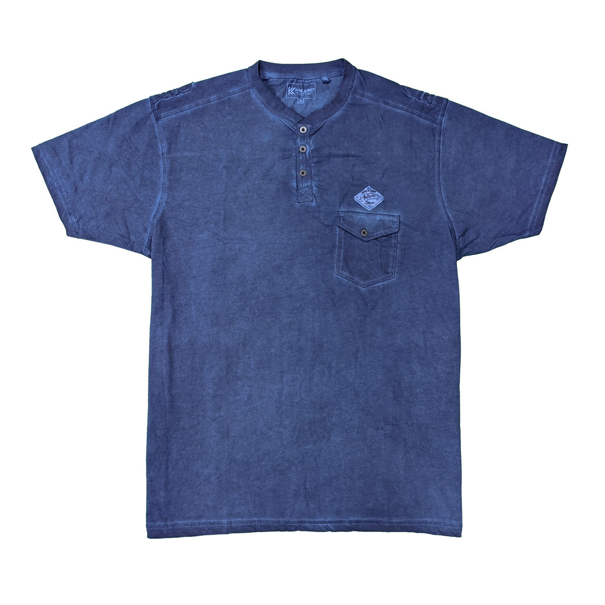 Kam Acid Wash Grandad T-Shirt - KBS 5379 - Indigo 1