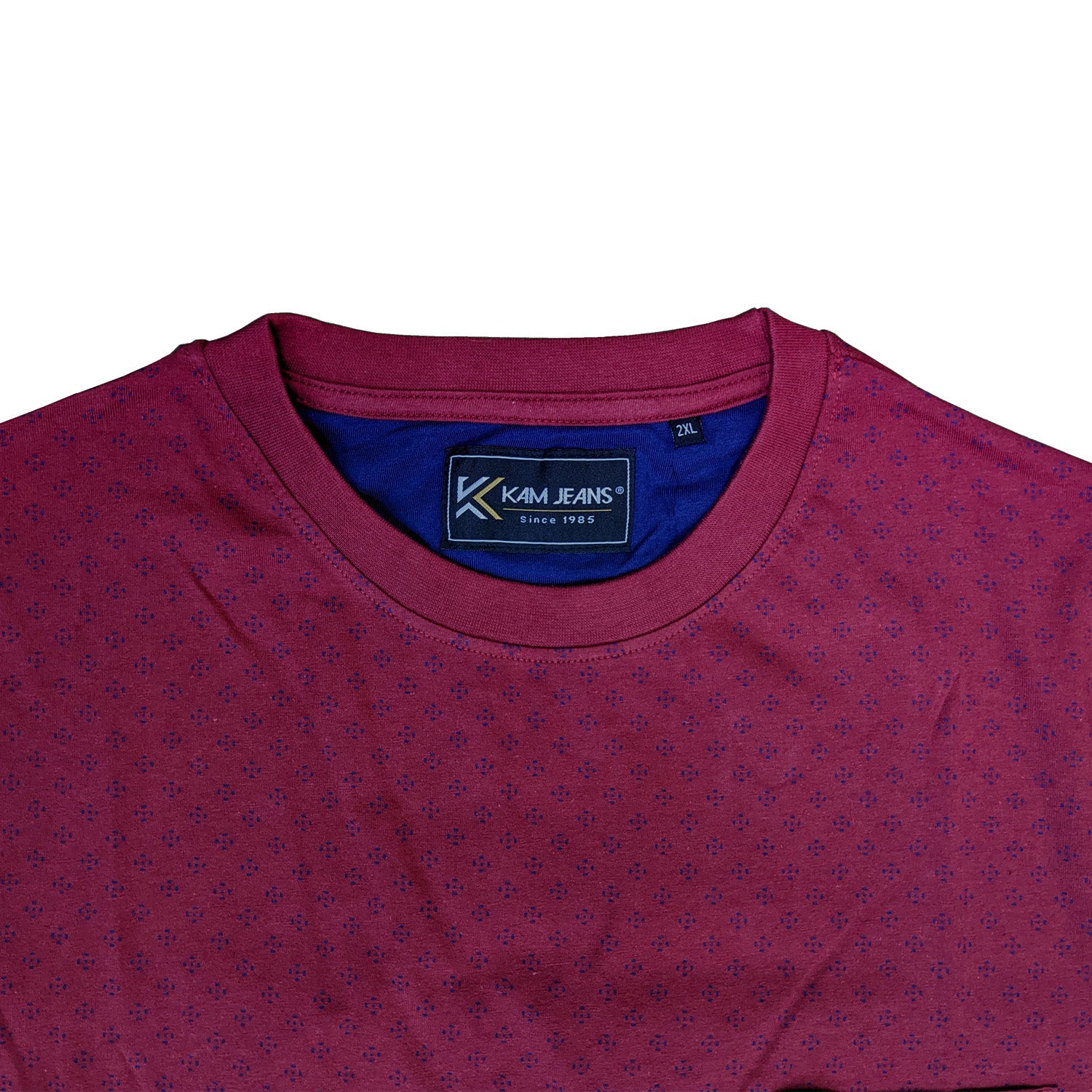 Kam Dobby Print Tee - KBS 5381 - Burgundy 2