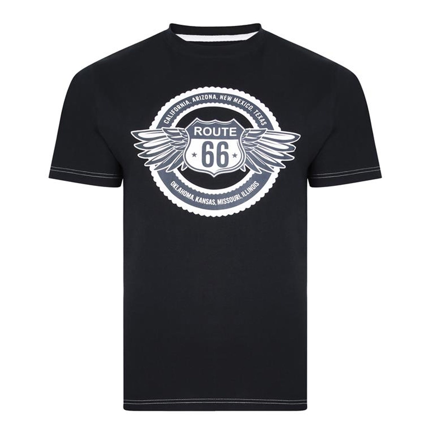 Kam Route 66 Print Tee - KBS 5388 - Black 1