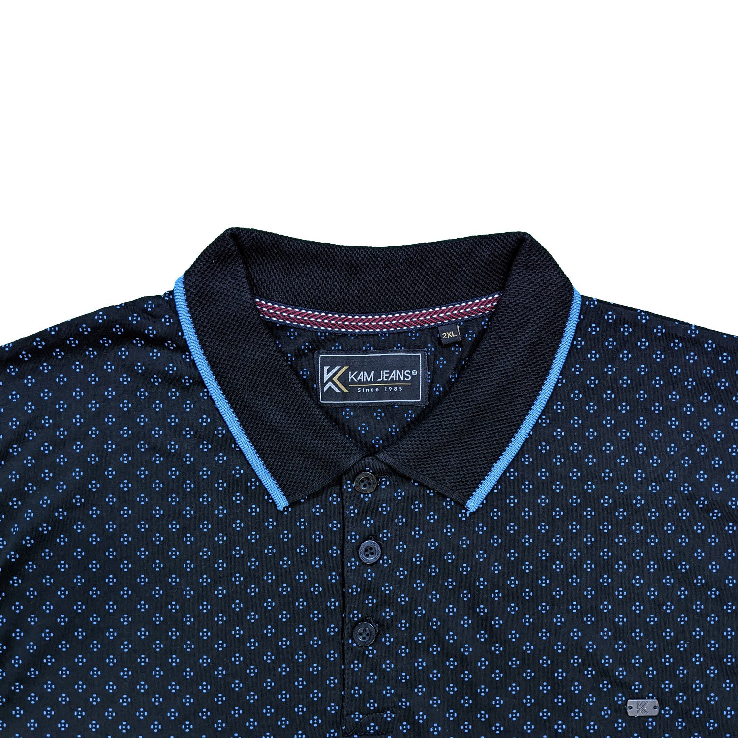 Kam Dobby Print Polo - KBS 5455 - Black 2