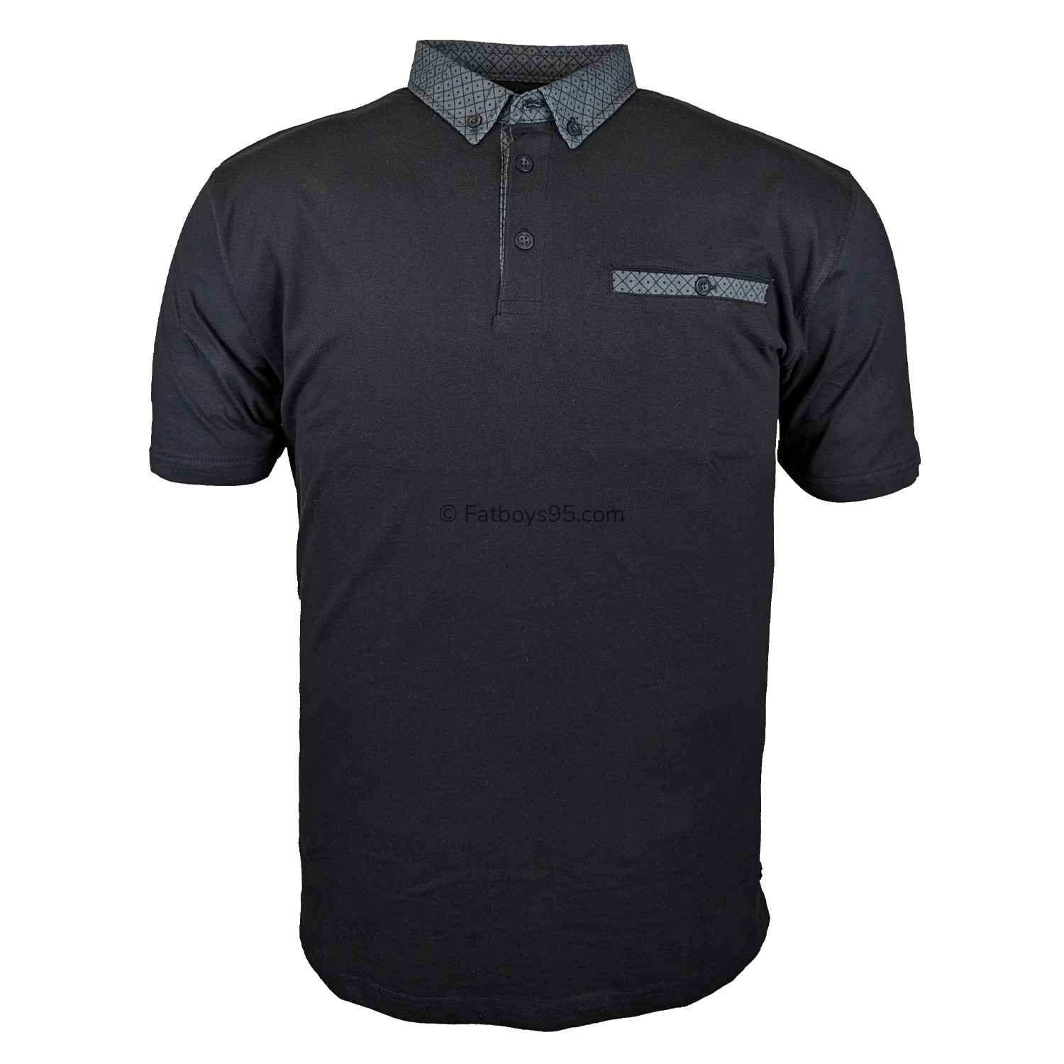 Kam Jersey Polo with Contrast Collar - KBS 5470P - Black 1