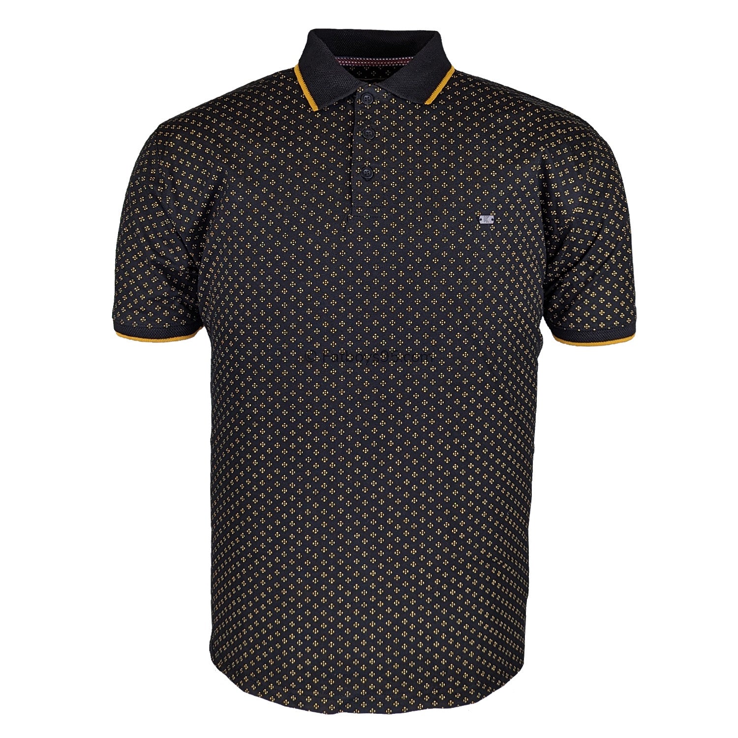 Kam Dobby Print Polo - KBS 5476 - Black 1