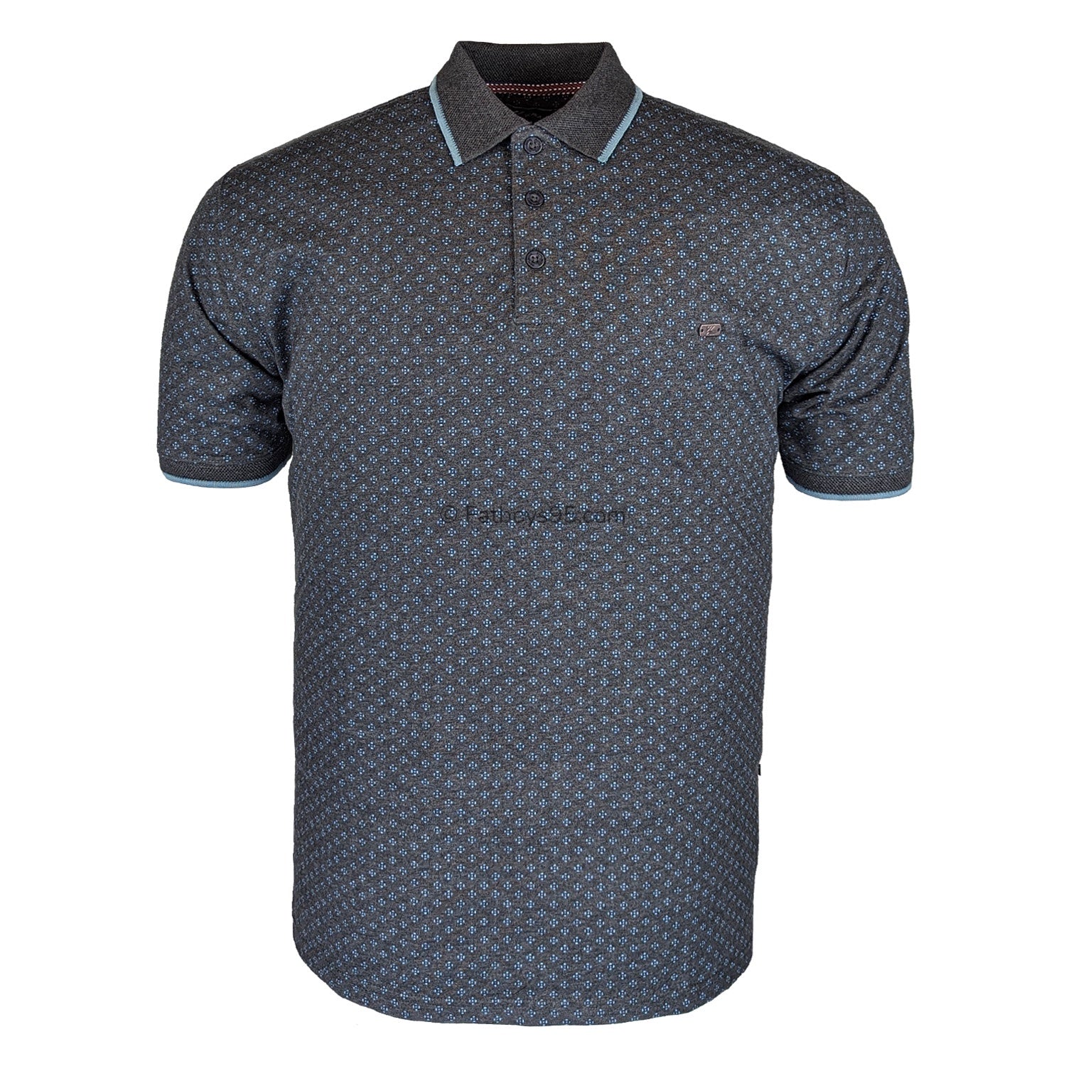 Kam Dobby Print Polo - KBS 5476 - Indigo 1