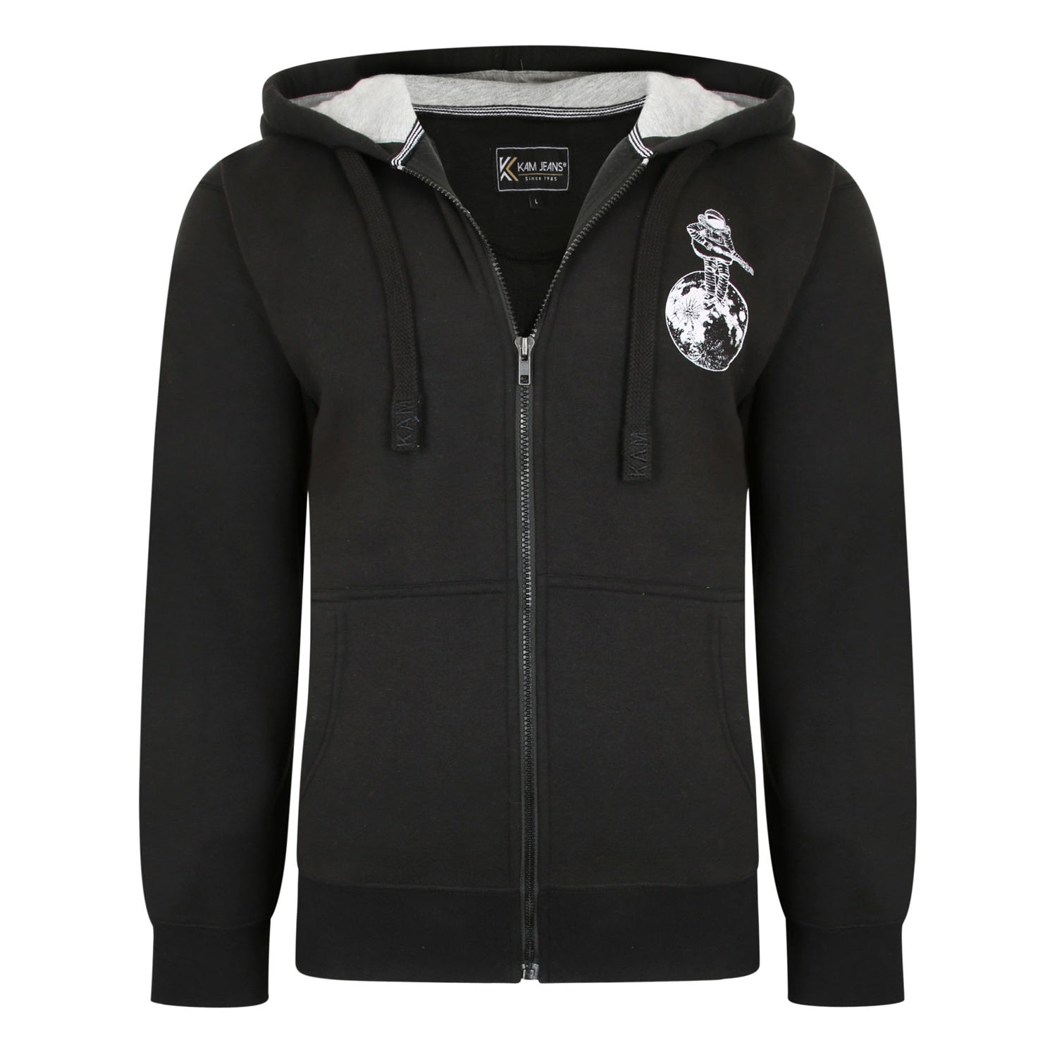 Kam Full Zip Space Man Hoody - KBS 7044 - Black 1