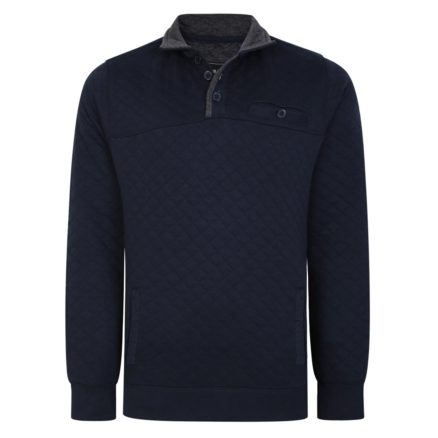 Kam Quilted Quarter Button Sweater - KBS 7050 - Navy 1