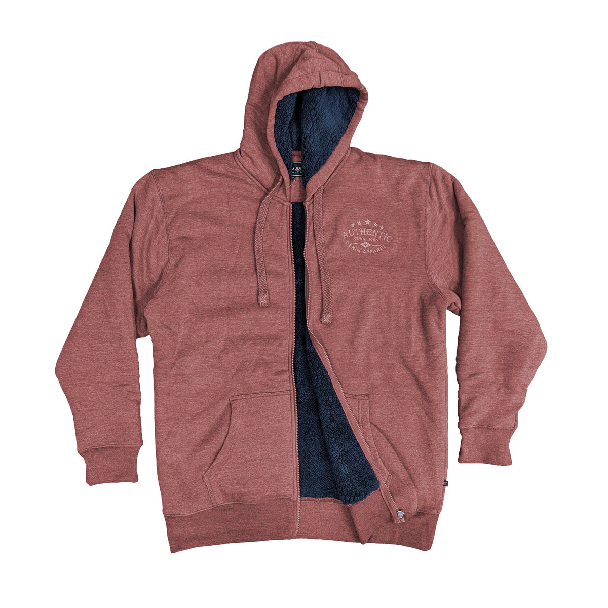 Kam Full Zip Sherpa Lined Hoody - KBS 7054 - Burgundy Marl 4