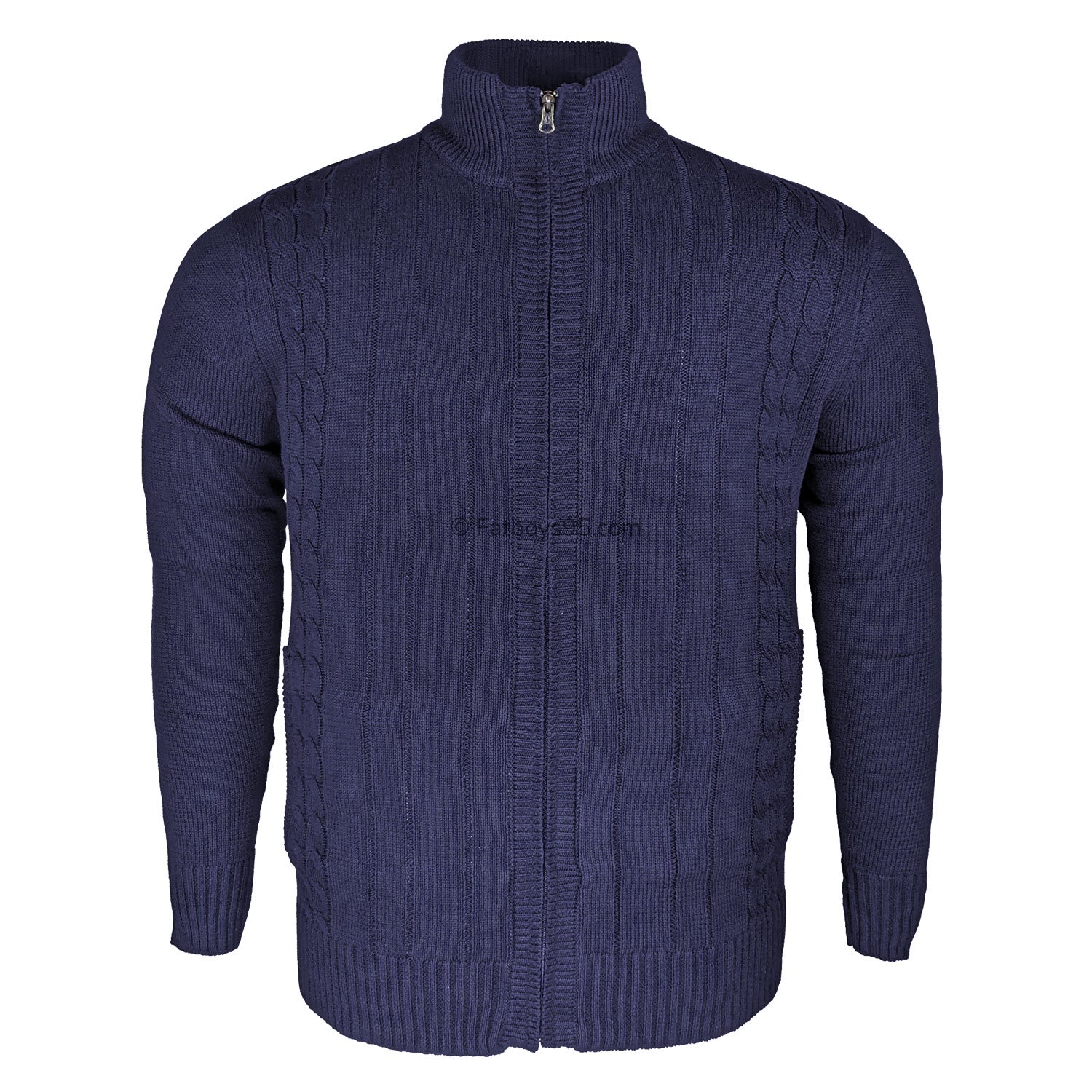 Kam Full Zip Cable Knit Cardigan - KBS 81 - Navy 1
