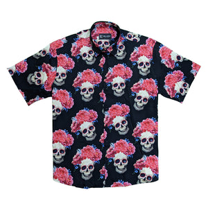 Kam S/S Rose Skull Print Shirt - KBS P014 - Black 2