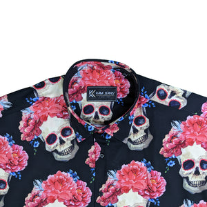 Kam S/S Rose Skull Print Shirt - KBS P014 - Black 3