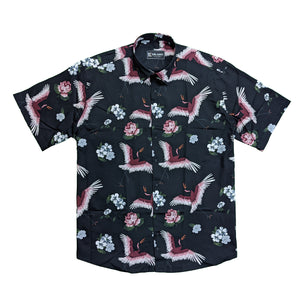 Kam S/S Flamingo Print Shirt - KBS P016 - Black 2