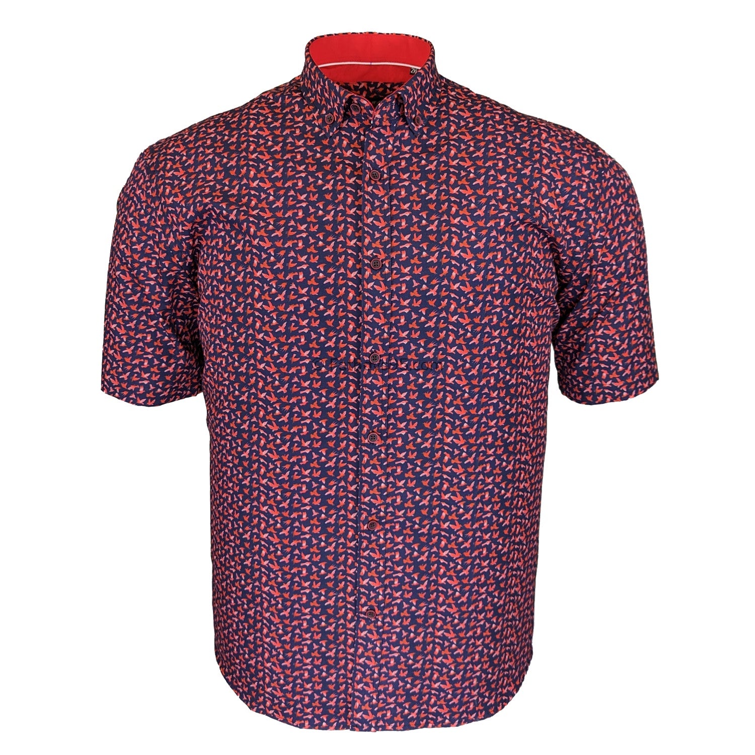 Kam Bird Print S/S Shirt - KBS P026 - Navy 1