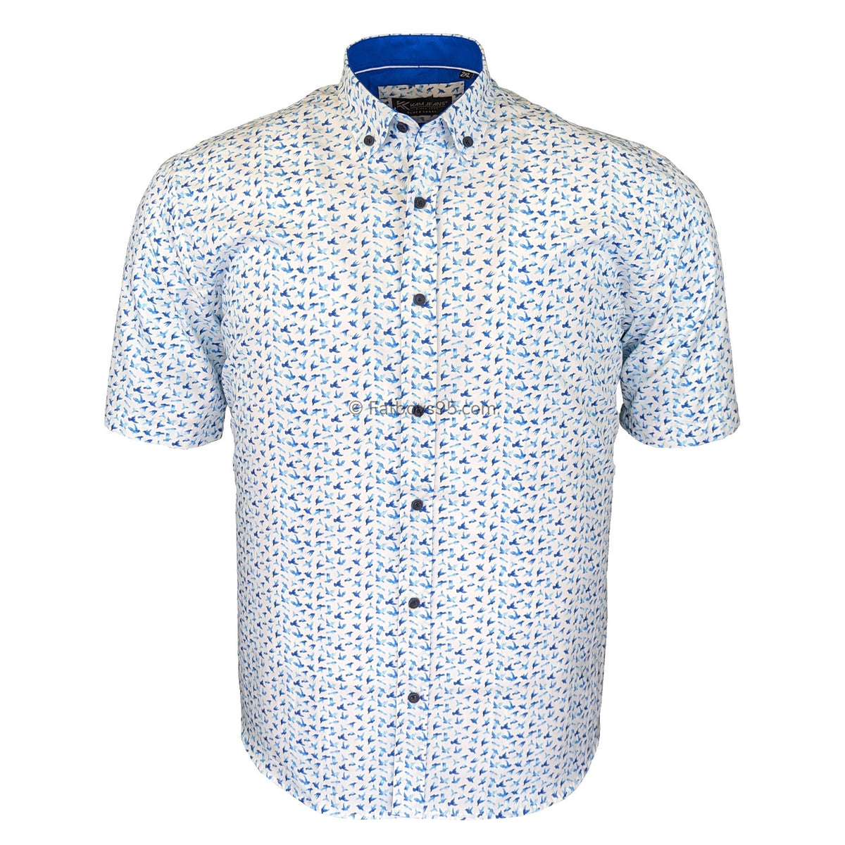 Kam Bird Print S/S Shirt - KBS P026 - White 1