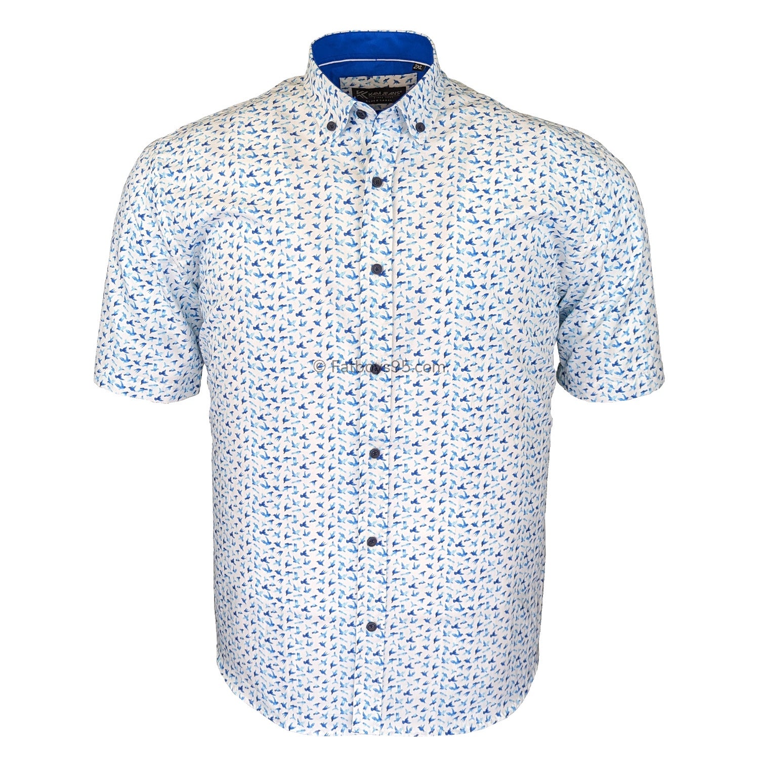 Kam Bird Print S/S Shirt - KBS P026 - White 1