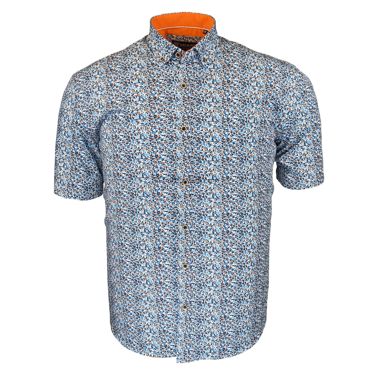 Kam Mini Floral Print S/S Shirt - KBS P027 - Blue 1