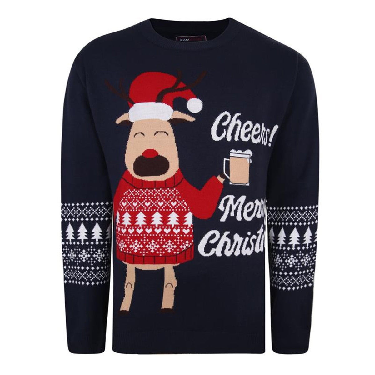 Kam Xmas Jumper - KBS X012 - Navy 1