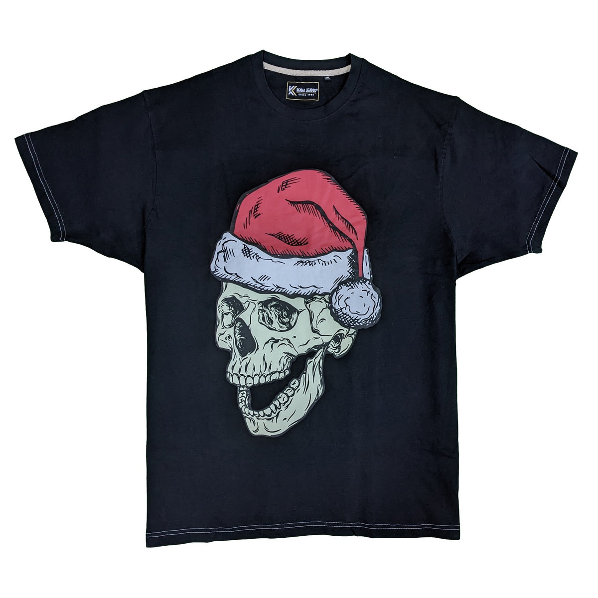 Kam Santa Skull Print Tee - KBS X017 - Black 1